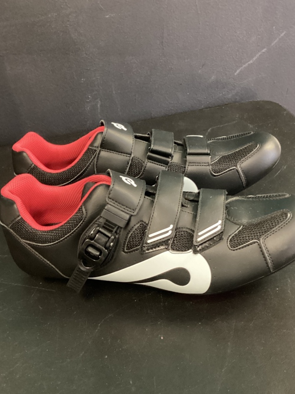 Peleton Black Cycling Shoes with Red Lining
